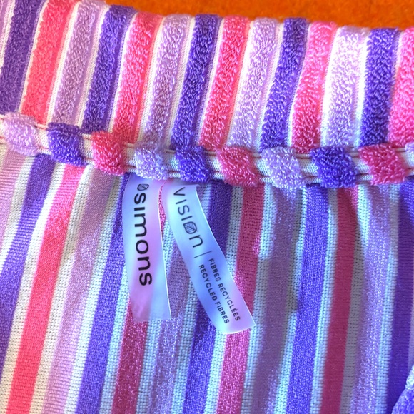 Pink, purple and blue terry short sleeve button up shirt NWT - Picture 4 of 9